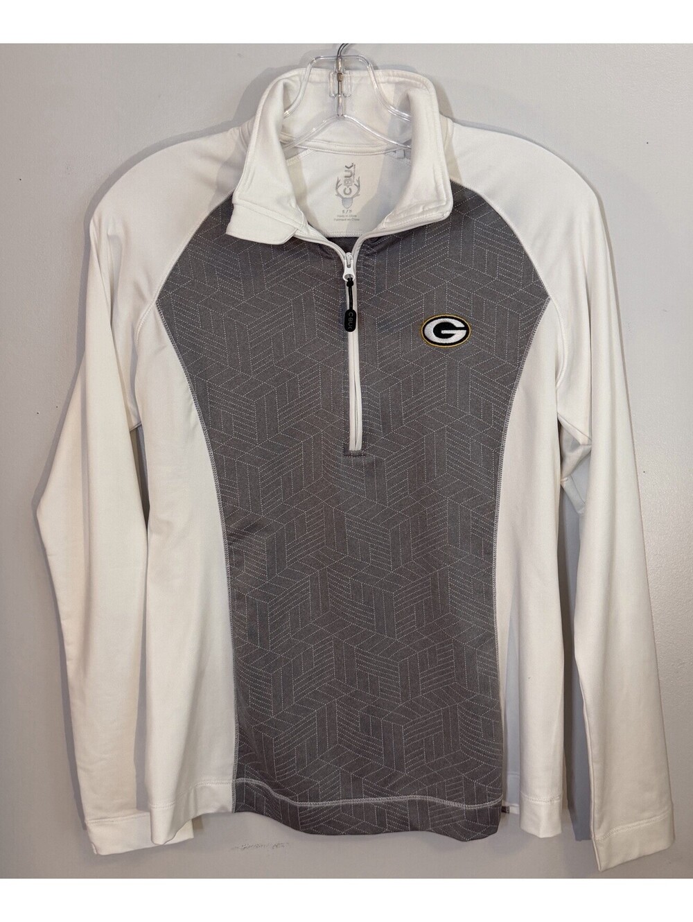 Cutter Buck Greenbay Packers Women’s Small 1/4” Zip Pullover Jacket White Grey